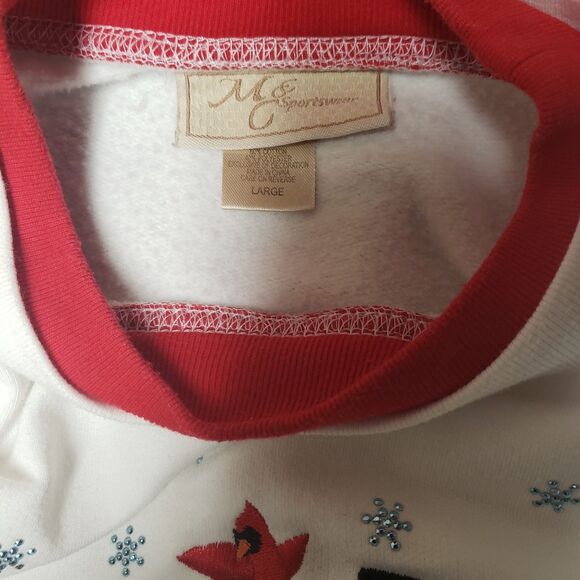 Women's M & C Sportswear Snowmen Embellished Long Sleeve Sweat Shirt Sz L POG - Picture 6 of 8